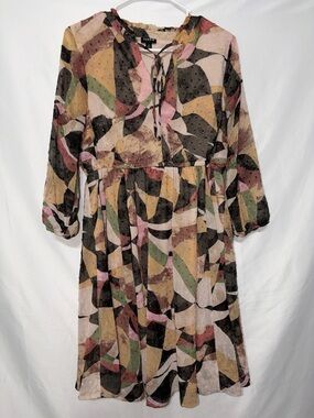 torrid Pink, Black and Tan Printed Tie-Front Dress
